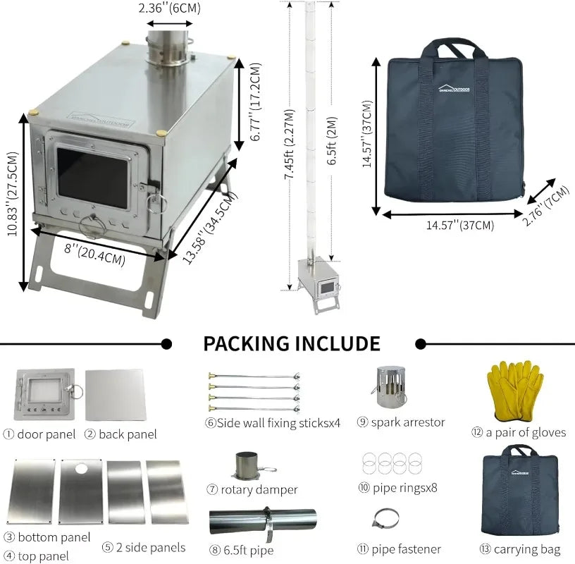 Foldable Stainless Steel Hot Tent Stove