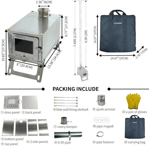 Foldable Stainless Steel Hot Tent Stove